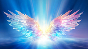 Angel Wings on a Rainbow Coloured Background